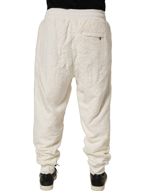 Dolce & Gabbana Off White Terry Cotton Plush Herren Jogginghose