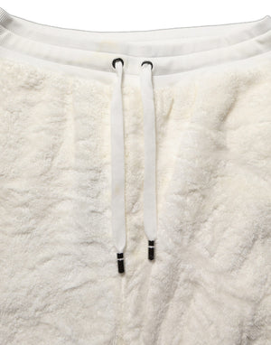 Dolce & Gabbana Off White Terry Cotton Plush Herren Jogginghose