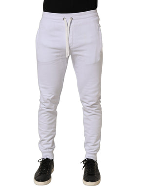 Dolce & Gabbana Weiße Baumwoll-Jogginghose mit Kordelzug