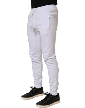Dolce & Gabbana Weiße Baumwoll-Jogginghose mit Kordelzug
