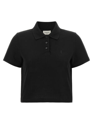 Saint Laurent Schwarzes Baumwoll-Poloshirt