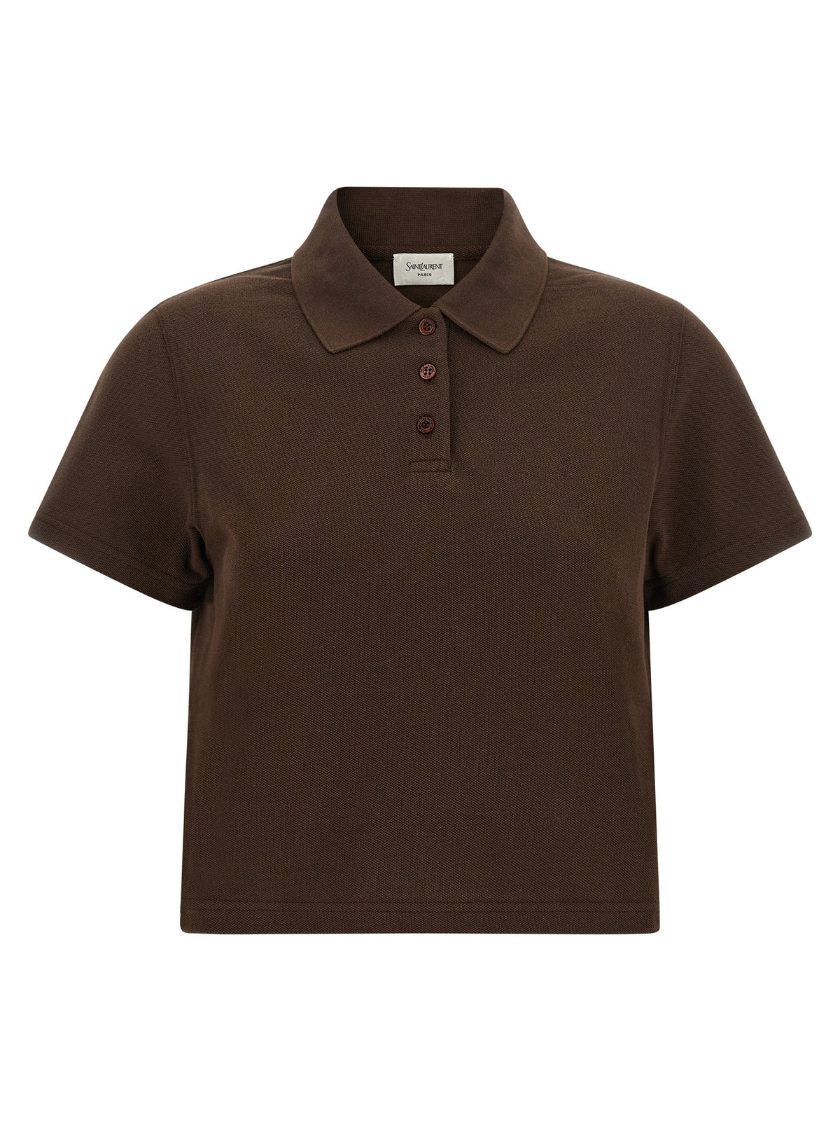 Saint Laurent Braunes Baumwoll-Polohemd
