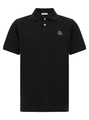 Moncler Schwarzes Poloshirt aus Leder