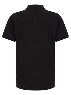 Moncler Schwarzes Poloshirt aus Leder