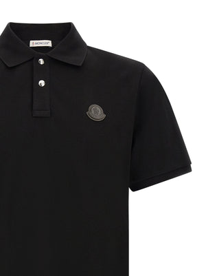 Moncler Schwarzes Poloshirt aus Leder