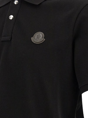 Moncler Schwarzes Poloshirt aus Leder