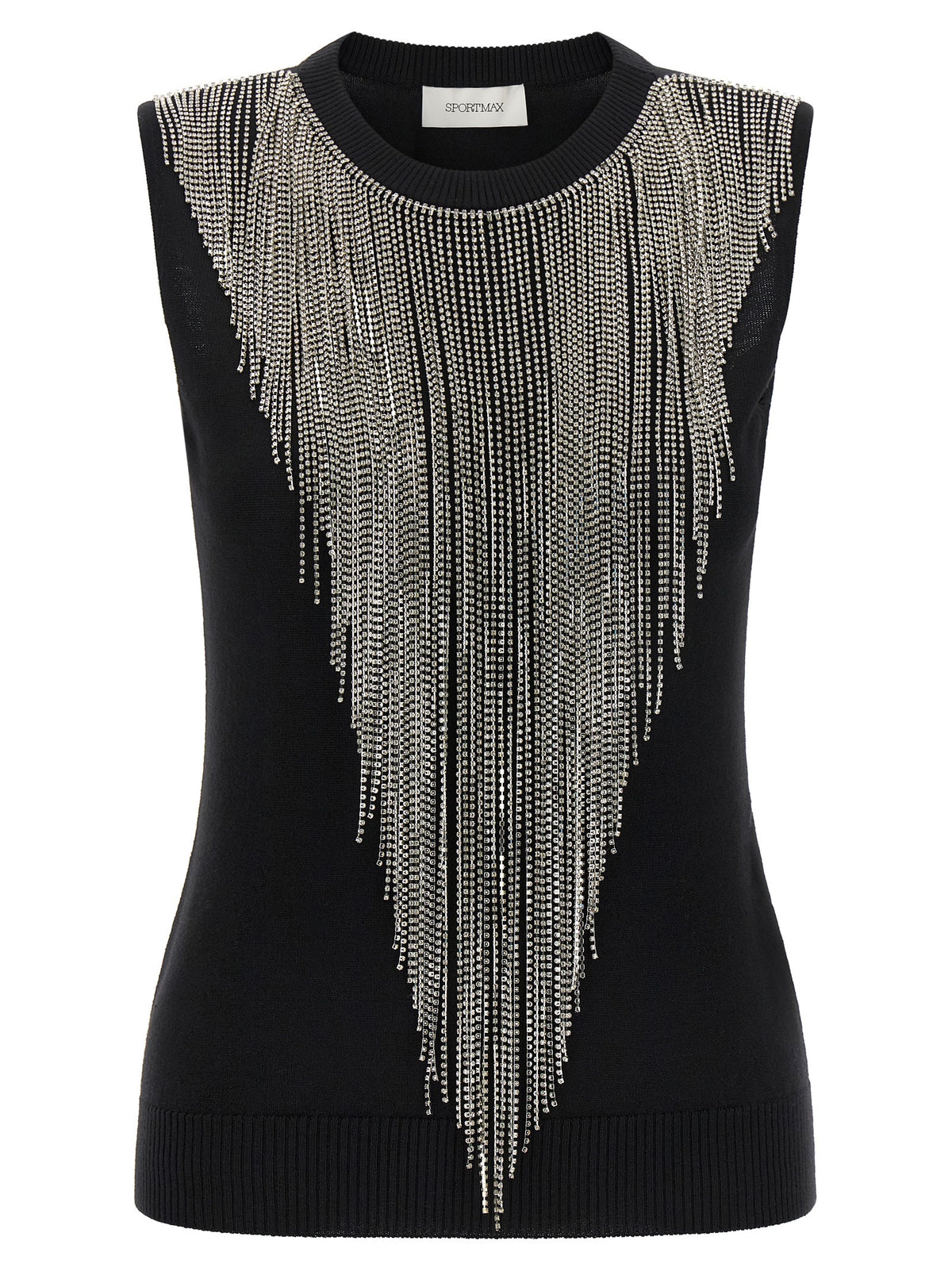 Sportmax Schwarze Tanktops aus reiner Schurwolle