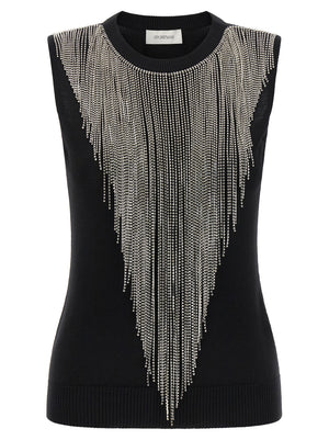 Sportmax Schwarze Tanktops aus reiner Schurwolle