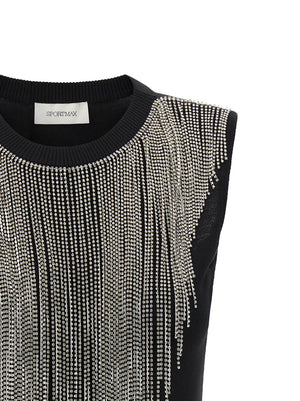Sportmax Schwarze Tanktops aus reiner Schurwolle