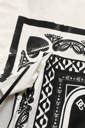 Dolce & Gabbana Weißes Baumwoll-T-Shirt mit Bandana-Print und Rundhalsausschnitt