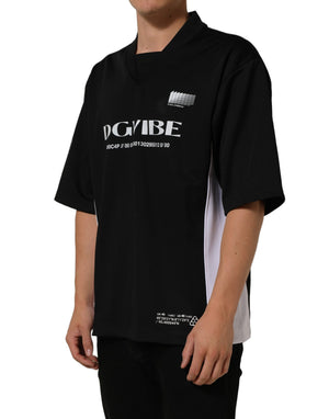 Dolce & Gabbana Schwarzes Oversized Jersey-T-Shirt DGVIB3 aus Polyester