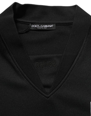 Dolce & Gabbana Schwarzes Oversized Jersey-T-Shirt DGVIB3 aus Polyester