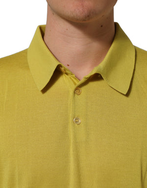 Dolce & Gabbana Gelbes Kaschmir-Poloshirt mit kurzen Ärmeln