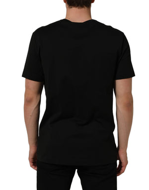 Dolce & Gabbana Schwarzes Baumwoll-T-Shirt mit Rundhalsausschnitt und kurzen Ärmeln