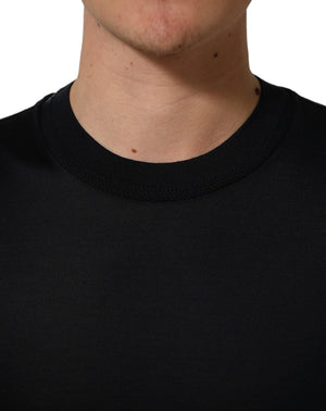 Dolce & Gabbana Blaues Baumwoll-T-Shirt mit Rundhalsausschnitt und kurzen Ärmeln