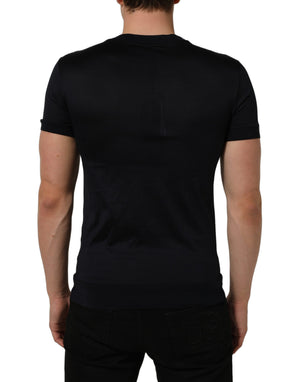 Dolce & Gabbana Blaues Baumwoll-T-Shirt mit Rundhalsausschnitt und kurzen Ärmeln