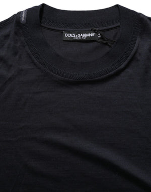 Dolce & Gabbana Blaues Baumwoll-T-Shirt mit Rundhalsausschnitt und kurzen Ärmeln