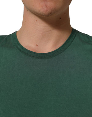 Dolce & Gabbana Grünes Seiden-T-Shirt mit Rundhalsausschnitt und kurzen Ärmeln