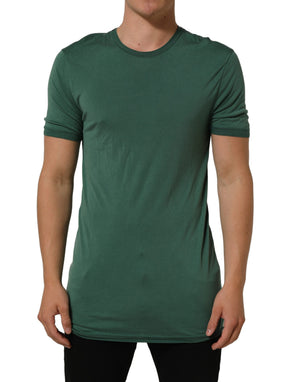 Dolce & Gabbana Grünes Seiden-T-Shirt mit Rundhalsausschnitt und kurzen Ärmeln