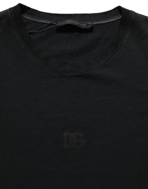 Dolce & Gabbana Schwarzes Baumwoll-T-Shirt mit kurzen Ärmeln und Rundhalsausschnitt