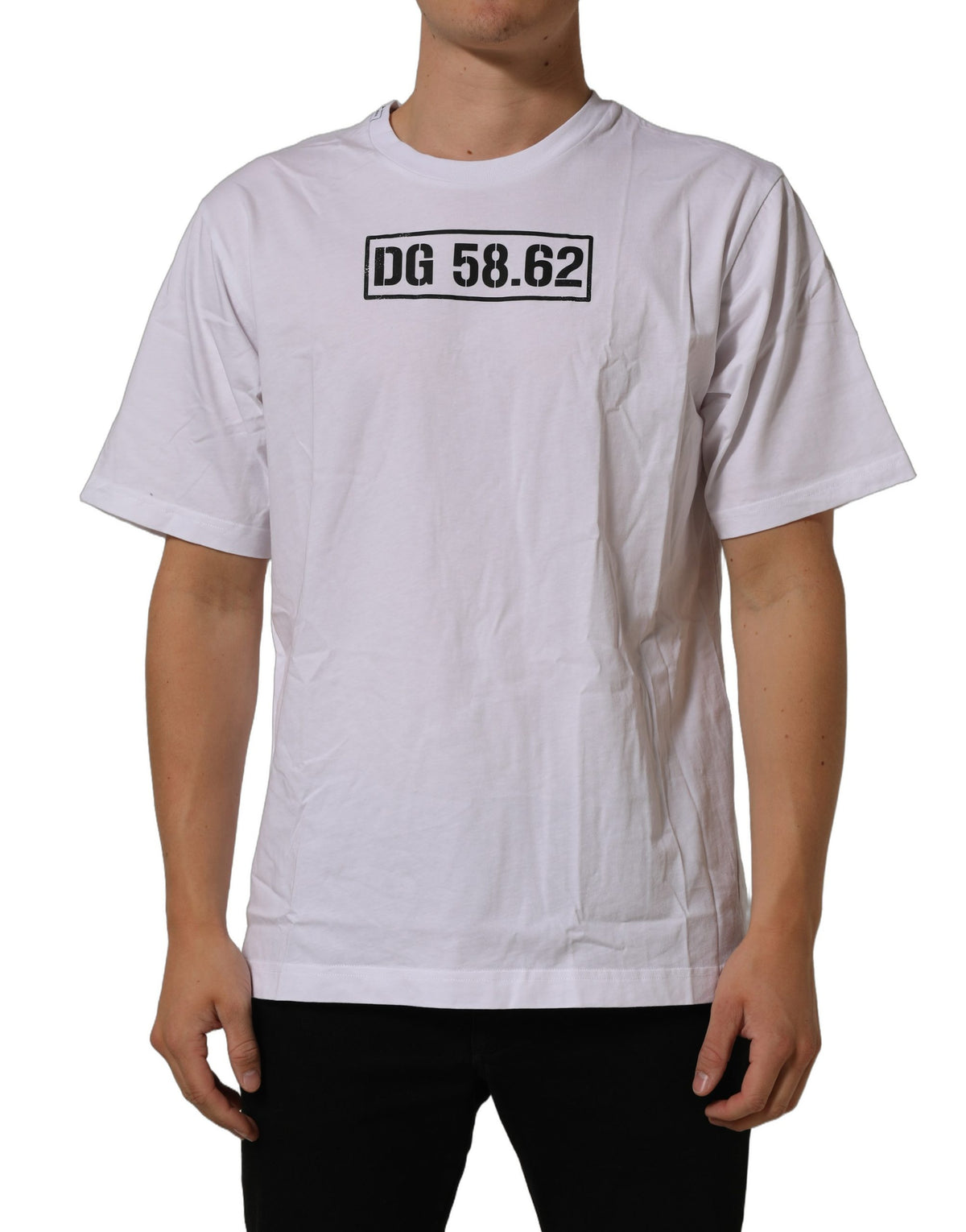 Dolce & Gabbana Weißes DG 58.62 Baumwoll-Rundhals-T-Shirt für Herren