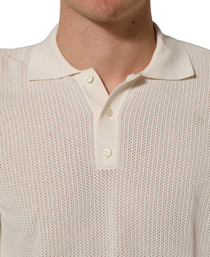 Dolce & Gabbana Off White Baumwoll Poloshirt mit Kragen für Herren