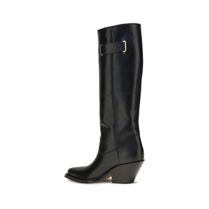 Chloé Schwarze Kalbsleder Bos Taurus Overknee-Stiefel