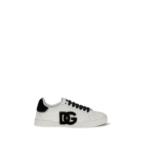 Dolce & Gabbana Weiße Low-Top-Sneaker aus Kalbsleder Bos Taurus