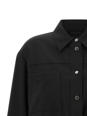 Max Mara Schwarze Wolljacke in voller Länge