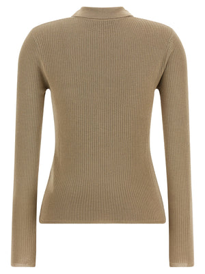 Max Mara Beige Seidenstrickjacke
