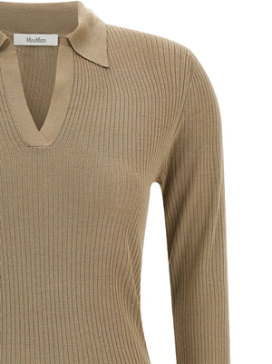 Max Mara Beige Seidenstrickjacke