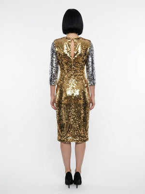 Dolce & Gabbana Silbernes Cocktailkleid aus Polyester