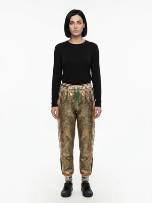 Dolce & Gabbana Leggings aus goldfarbenem Metallic-Garn