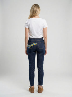 Dolce & Gabbana Marineblaue Baumwoll-Skinny-Jeans
