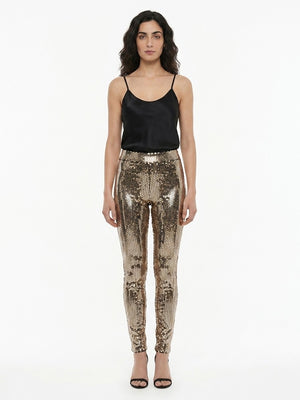 Dolce & Gabbana Goldfarbene Hose aus Elasthan