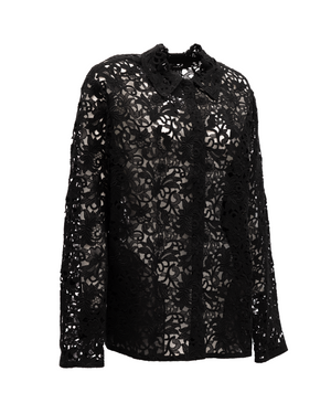 Valentino Garavani Schwarze Blumen-Spitzenbluse