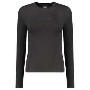 Guess Jeans Schwarzes Baumwoll-T-Shirt für Damen