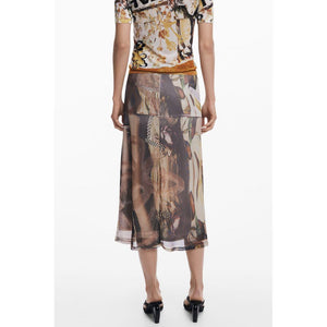 Desigual Beiger Midirock aus Polyester