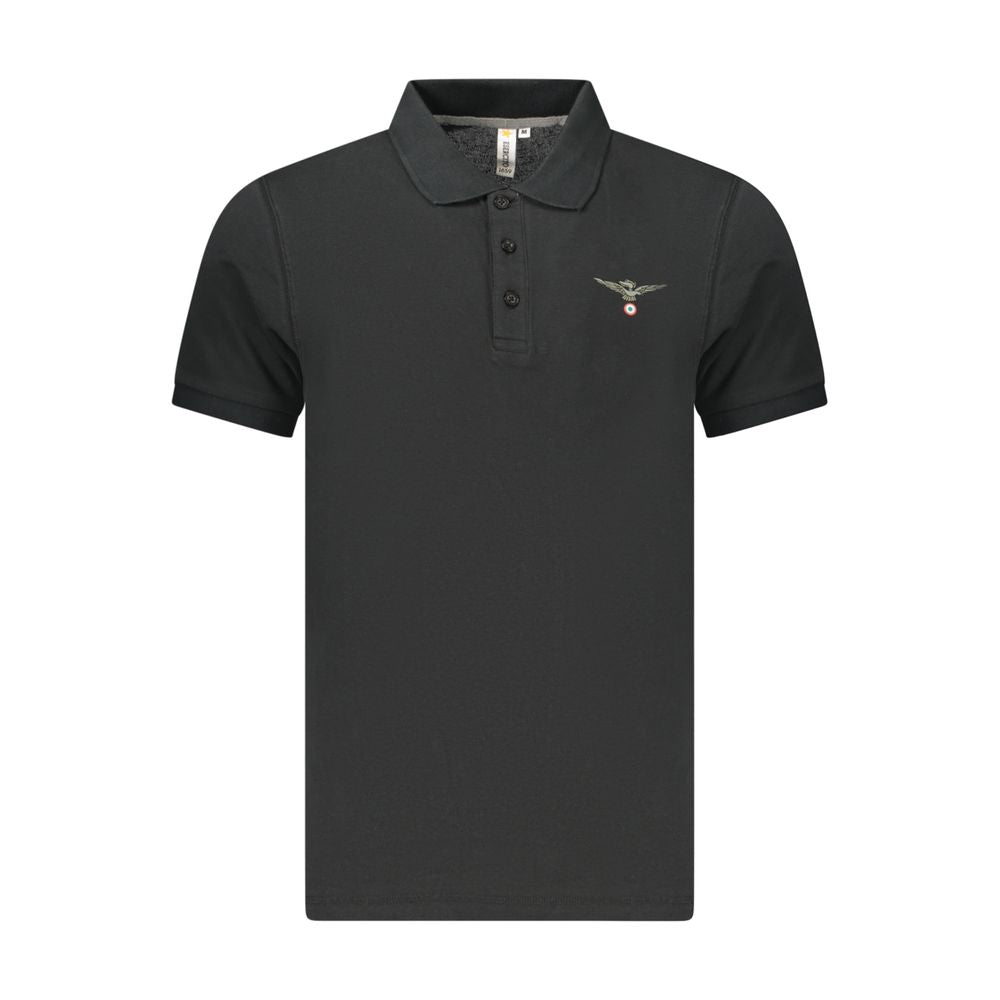 Accademia Militare Schwarzes Baumwoll-Poloshirt