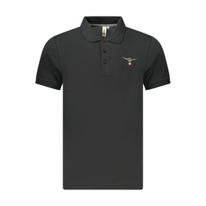 Accademia Militare Schwarzes Baumwoll-Poloshirt