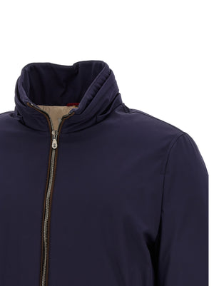 Brunello Cucinelli Blaue Polyamid-Jacke in voller Länge