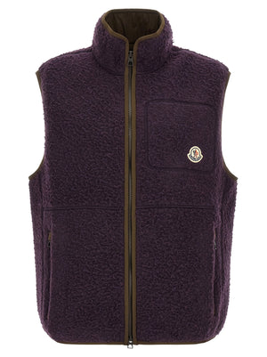 Purple Polyester Sleeveless Jacket
