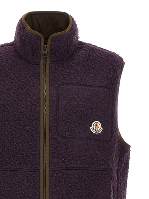 Purple Polyester Sleeveless Jacket