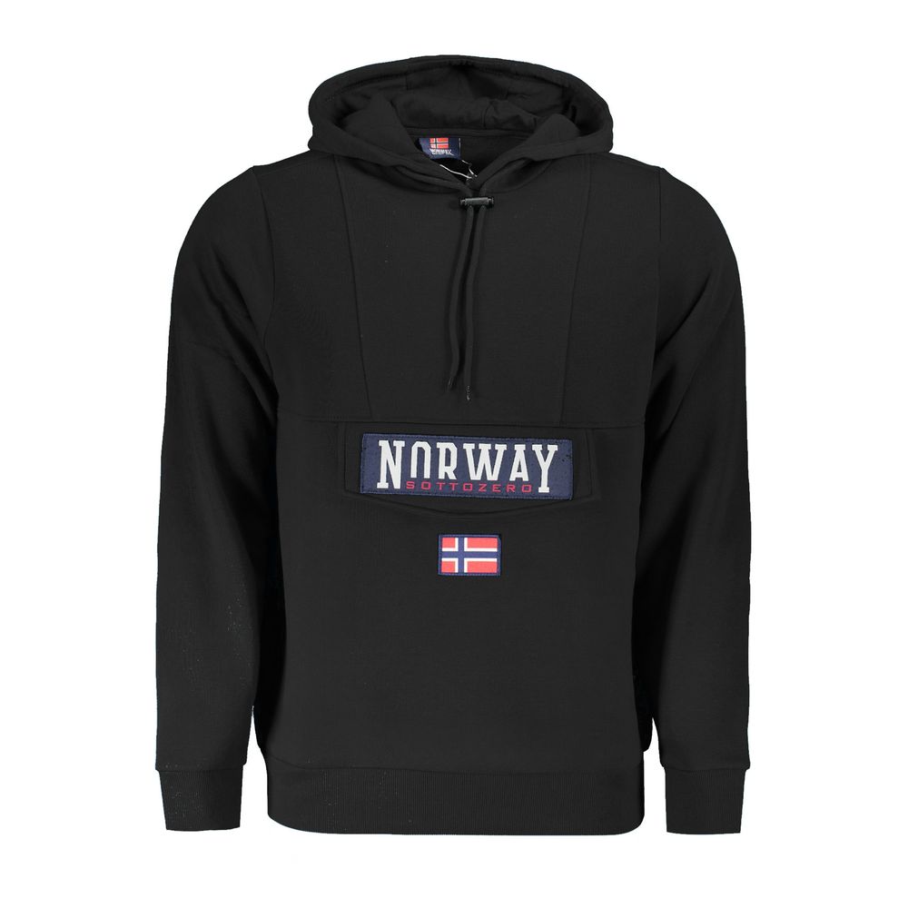 Norway 1963 Schwarzes Herren-Kapuzensweatshirt aus Baumwolle