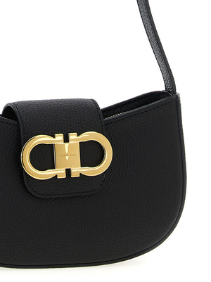 Ferragamo Schwarze Kalbsleder-Schultertasche