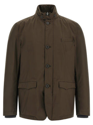 Herno Braune Polyester-Jacke in voller Länge