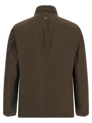 Herno Braune Polyester-Jacke in voller Länge