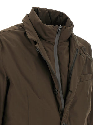 Herno Braune Polyester-Jacke in voller Länge