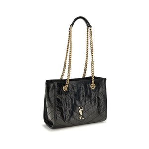 Saint Laurent Schwarze Bos Taurus Kalbsleder Schultertasche