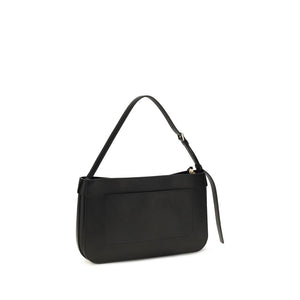 Ferragamo Schwarze Bos Taurus Kalbsleder Schultertasche